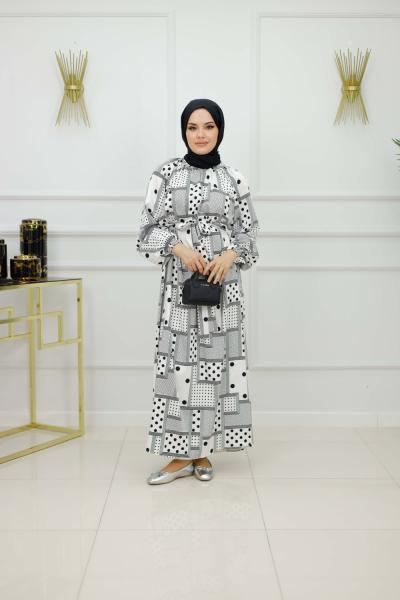 YADE ELBİSE-BEYAZ PUANTİYE Beyaz