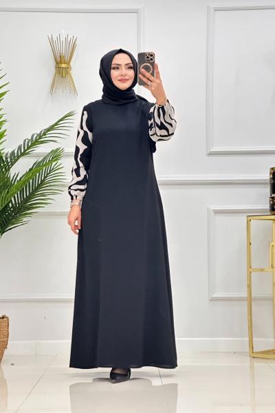 YONCA ELBİSE LEOPAR-SİYAH Siyah