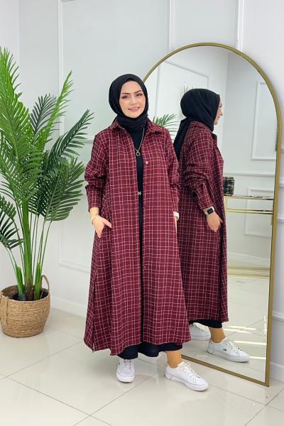 LİNA GÖMLEK  -BORDO  Bordo